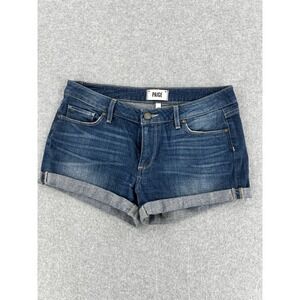 PAIGE Jimmy Jimmy Denim Shorts Womens 28 Blue Cuffed Mid Rise Stretch